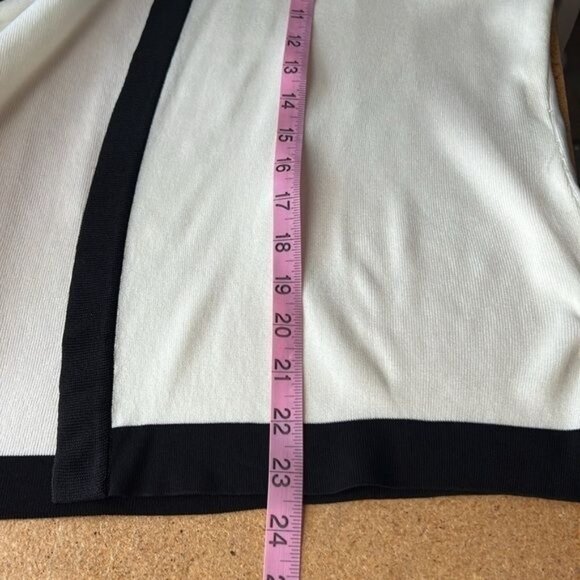 Misook Black & White Colorblock Open Front Cardigan Sweater Womens Size M - Picture 13 of 14